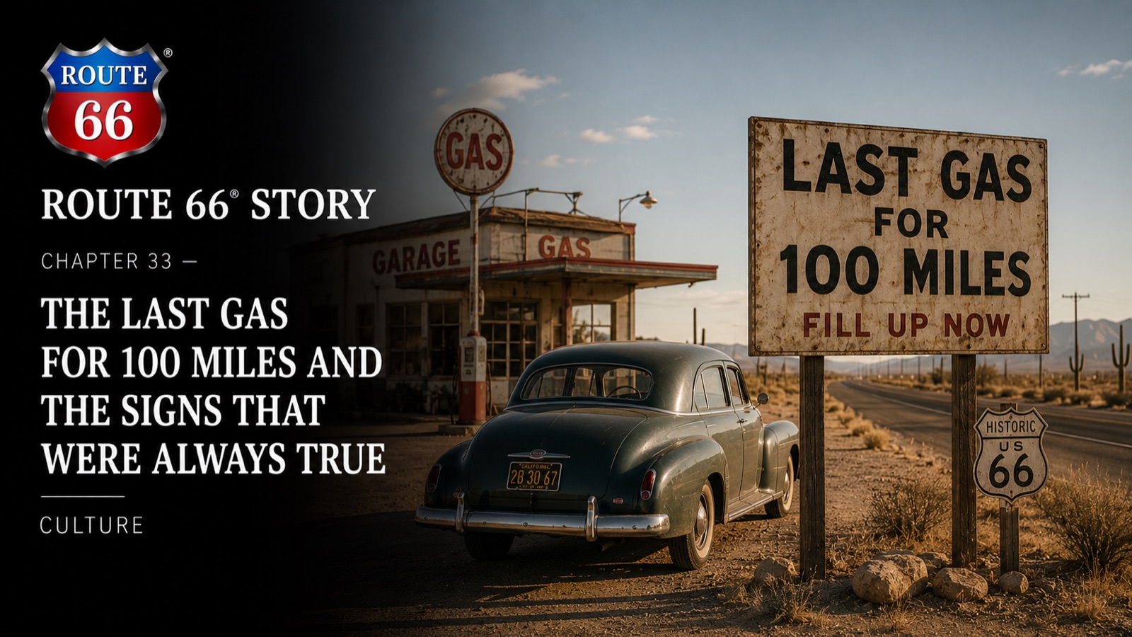 Chapter 33 — The Last Gas for 100 Miles and the Signs That Were Always True | Route 66 Beer